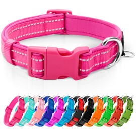 azuza Reflective Dog Collar, Soft Chloroprene Rubber Filled Pet Collar with ID Mark Ring, Adjustable, Puppy and Puppy, Mail Red, XS