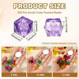 PATIKIL 12mm Acrylic Cube Faceted Beads, 100 Pcs Square Diamond Beads Loose Spacer Beads for Jewelry Making Bracelet Necklace Earrings Wind Chimes Craft, Dark Purple