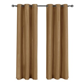 Royal Hotel Bedding Soho 100% Blackout Window Curtains Panels, Top Grommet Faux Silk Panels, Solid Curtains Set of 2, Pair, 63 Inches Long, Mushroom