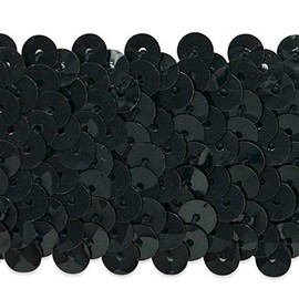 Trims by the Yard 4 Row 1 1/2" Metallic Stretch Sequin Trim | Black | (10 yard cut)