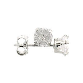 Sterling Silver Cubic Zirconia Studs Earrings 4 mm Round Invisible Cut.5 carats/pair