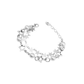 COLORFUL BLING Y2K Star Pearl Beaded Chain Adjustable Aesthetic Bracelet Necklace Chain Choker Grunge for Women Jewelry Gifts Punk Gothic Link Dainty Transparent Star Cool-1