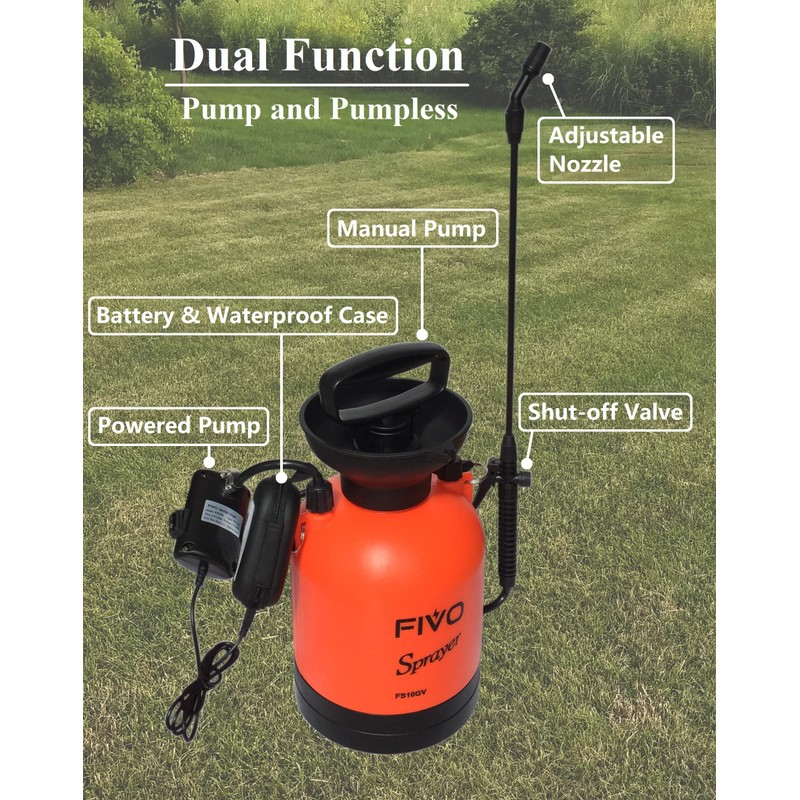 FIVO 1.35 Gallon Battery Powered Sprayer for Yard and Garden