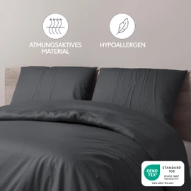 Dreamzie Cushion Cover 40 x 70 cm, Set of 2 - Pillowcases 40 x 70 cm, Dark Grey with Soft Microfibre Zip, 40 x 70 cm Pillow Cover