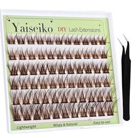 Kit de racimos de pestañas autoadhesivas, kit de extensiones de pestañas postizas naturales de color marrón, reutilizables, pestañas individuales a pr