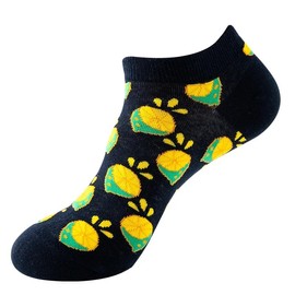 Mens Food Of The World Low Cut Novelty Socks One Size UK 7-11 EU 41-46 (UK, Numeric, 7, 11, Regular, Regular, Lemons (Black))