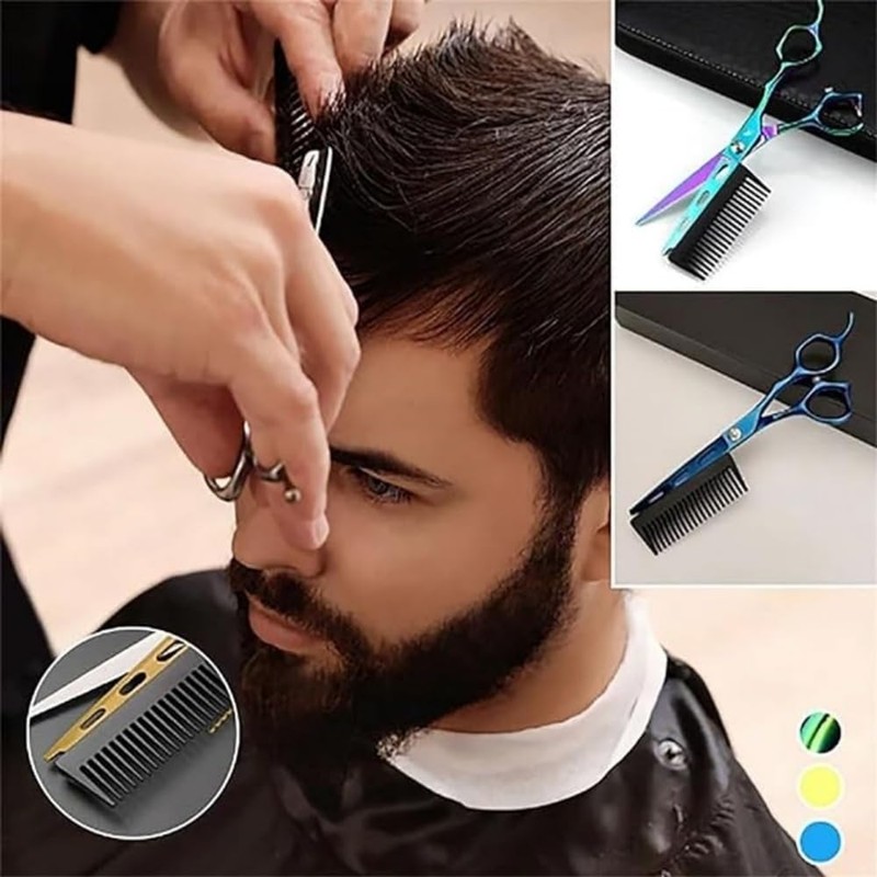 2 in 1 Hair Scissors with Comb, Professional Hair Cutting