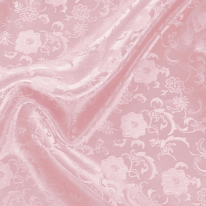 KKJIAF Light Pink Satin Jacquard Fabric 5 Yard, 60 Inch