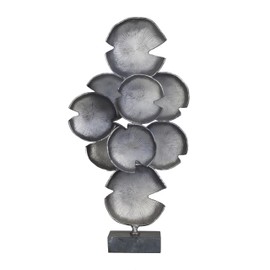 CosmoLiving by Cosmopolitan Aluminum Metal Abstract Decorative Sculpture Layered Disk Home Decor Statue with Black Base, Accent Figurine 16" x 5" x 32", Gray