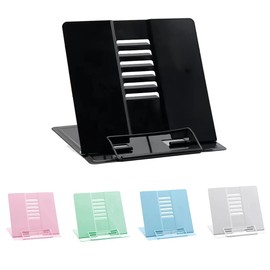 Ruayia Book Stand Adjustable Foldable Book Holder Reading Stand Children Metal Cookbook Holder Recipe Music Book Document for Kitchen School Library Office - Black