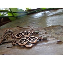 ✿ KELTISCHER KNOTEN IN KUPFER & JAPANISCHE MATTE GLASPERLE AN FORMSCHÖNEN HAKEN ✿ wunderschöne romantische Ohrringe in kupfer