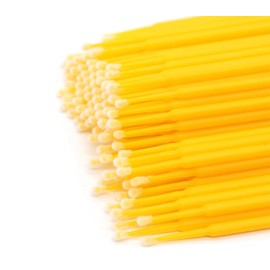 Hillento 400 PCS Disposable Cotton Swabs, Eyelash Extension Disposable Tattoo Makeup Brushes Cotton Swabs Stick with Plastic Handle, Yellow