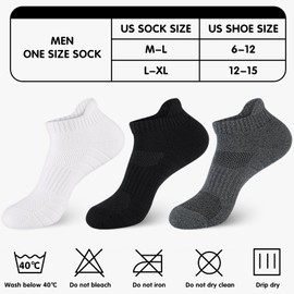 Mens 100% Cotton Ankel Socks, Athletic Cushioned Performance Running Moisture Wicking Breathable socks