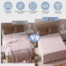 4 Pack Bed Sheet Holder with Lock Strips,Sturdy and Durable Design Bed Sheet Holder Bed Corner Holder for Mattress Protectors,Bed Sheet Lock Compatible with Most of Mattress Sizes (Gray)