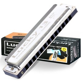 East top Harmonica Blues Harmonica 13 Hole DABLE Jazz Expert Adult Kids Studying Practice Brass Cover Canvas Case Lucky13 (PowerChromatic-D)