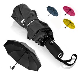 STYNGARD Umbrella Stormproof up to 140 km/h, Automatic incl. Umbrella Bag and Travel Case, Pocket Umbrella With Automatic Open/Close, Small and Light with Teflon Coating, Black and Blue, black