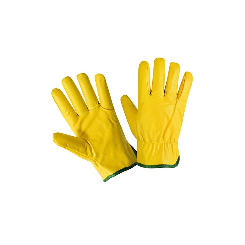 COLOURLINX Fleece Lined Yellow Leather Winter Thermal Cold Work Gloves