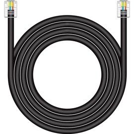 NECABLES CAT5 / CAT5e RJ11 Data Cable DSL Cable 50ft Hight-Speed DSL Modem Cable Twisted Wire UTP RJ11 6P4C Male to Male Black - 50 Feet