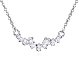 YFN CZ Necklace Sterling Silver Dainty Cubic Zirconia Tennis Pendant Necklace Dainty Tennis Jewelry Minimalist Gift For Women