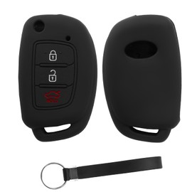 RYHX Autoschlssel Silikon Hlle kompatibel mit Hyundai 3-Tasten Autoschlssel Klapp,Schwarz