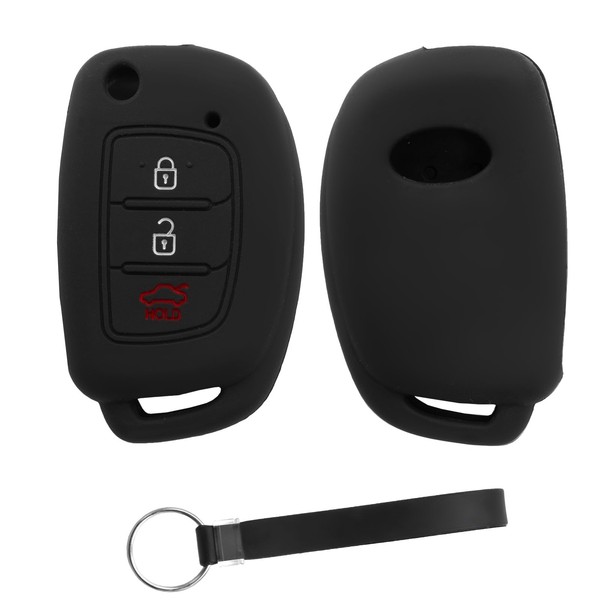 RYHX Autoschlssel Silikon Hlle kompatibel mit Hyundai 3-Tasten Autoschlssel Klapp,Schwarz