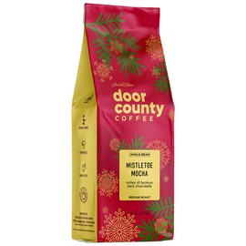 Door County Coffee Mistletoe Mocha Flavored Coffee Whole Bean - 8 oz Bag - Holiday Seasonal - Medium Roast - 100% Specialty Arabica - Dark Chocolate Flavor