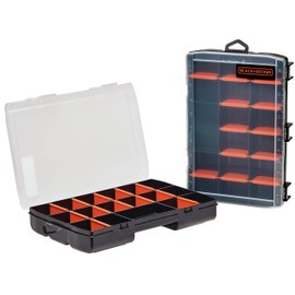 beyond by BLACK+DECKER Small Parts Organizer Box with Dividers, Screw Organizer & Craft Storage, 17-Compartment, 2-Pack (BDST60779AEV)
