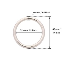 BIKICOCO 1-1/4'' Metal O-Ring Buckle Connector Round Loops Non Welded for Bags Webbing Purse and Belt Straps, Silver, Pack of 20