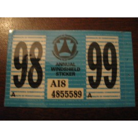 Vintage Original 1998 PA Pennsylvania Inspection Sticker Old Antique Car
