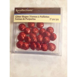 RECOLLECTIONS MEDIUM SIZE BRIGHT CANDY APPLE RED GLITTER DOTS ADHESIVE 27pcs