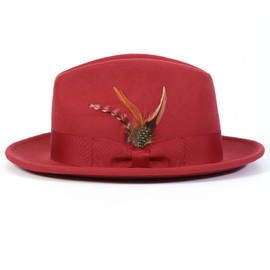 MONTIQUE Men’s Premium Wide Brim Fedora Hat - Long-Lasting & Water-Repellent Mens Wide Brim Hat - Elegant Design for All Occasions - H-60, Burgundy, X-Large