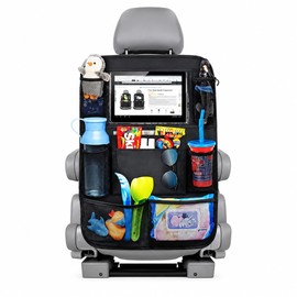 Car Backseat Organizer for Travel – Foldable Storage Pockets with Touch-Screen Tablet Holder (Upgraded 1PC)
