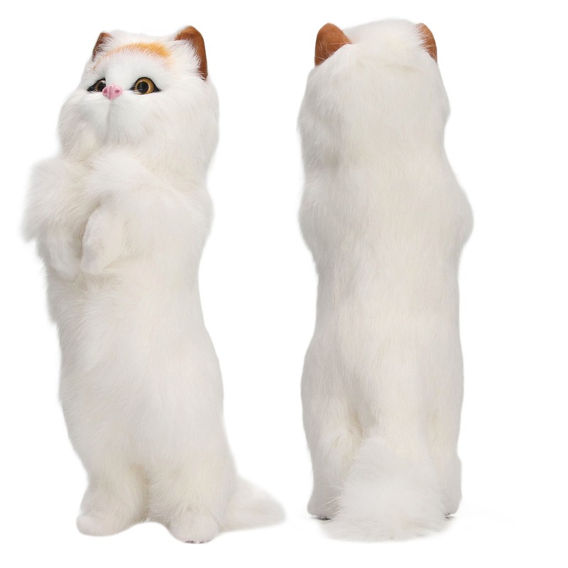 Furry Cat Figurine Realistic Simulated Adorable Lovely Decorative Plush Cat