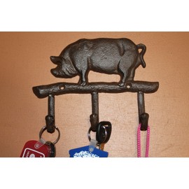Southern Metal Amazing Pig Wall Hooks Rustic Cast Iron, Farmhouse Mudroom, Entryway, Pig Farmer Decor, H-120