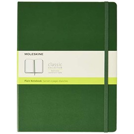 Moleskine Classic Notebook, Hard Cover, XL (7.5" x 9.5") Plain/Blank, Myrtle Green, 192 Pages