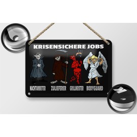 FEMER Tin Sign with Saying 18 x 12 cm Crisisensichere Jobs Night Worker Decorative Sign