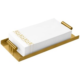 STWWO - Portaservilletas para baño, bandeja portatollas de invitados para baño, portaservilletas dorados para invitados con mango en T, b...