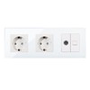 CNBINGO Glass Schuko Socket, Flush-Mounted, with Combination for CAT6 Network