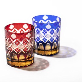 Fires 切子 4-Leaf on Clover 矢来 魚子 Old Stamped Glass tb94429arb (Amber Red/Amber Luli) Stay