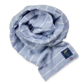 e-Towel, Imabari Towel, Certified 4-ply Gauze, Sports Towel Scarf, 17.7 x 55.1 inches (45 x 140 cm), Made in Japan, 100% Cotton, Water Absorbent, Quick Drying, Thin (Blue)