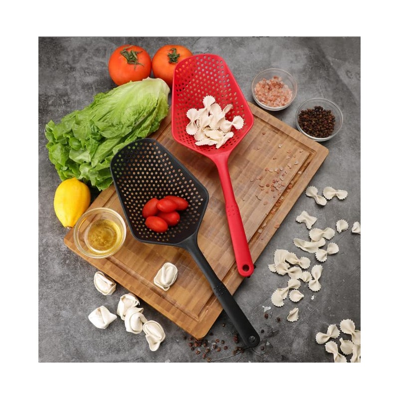 Kitchen Nylon Strainer Scoop Colander, Skimmer Spoon with Long Handle,
