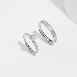 Meissa Paar-Ringe Eheringe Silber 925 Paarpreis Funkelndes Diamantdesign Perfekt für Verlobung Heirat und Hochzeit Ideales Geschenk zum Jahrestag Valentinstag, Herren 3.5mm