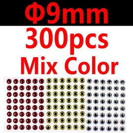 Wifreo 300PCS 3D Bionic Fish Eyes Fly Tying Material Lure Eyes 2mm 3mm 4mm 5mm 6mm (9mm)
