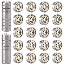AMZSKU 608 ZZ Ball Bearings, 40 Pack 8 mm x 22 mm x 7 mm Metal Double Shielded Miniature Deep Groove Ball Bearings for Skateboard Roller Inline Skates