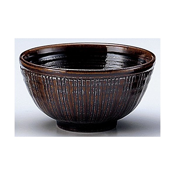 Yamakiikai Minou Pottery Black Japanese Rice Bowl ChaYuu Togusa Made by 正陶 (Shoutou) FM1638 from Japan