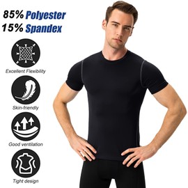 SPVISE Men's 2 Pack Gym Shirts Athletic Compression Base Layer Workout T-Shirt Tops Active Cool Dry Running Gear Undershirts