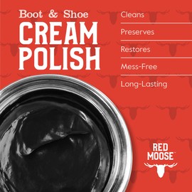 RED MOOSE Premium Boot and Shoe Cream Polish Black - Made in the USA