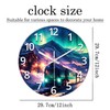 XNM Aurora Glass Battery Wall Clock 12 Inch Snow Mountain