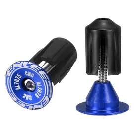 HARFINGTON Bike Handlebar End Plugs Aluminum Bar End Caps 24-35mm Adjustment Expanding Locking with Screw for MTB Road BMX Fixed Gear Bike, Blue
