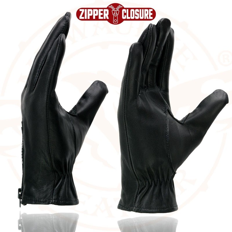 Milwaukee Leather SH226D Men's Black Unlined Leather Lightweight Motorcycle Hand